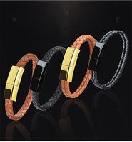Bracelet en cuir court pour moto, câble de données, 3 Options, Micro USB, ligne de chargement pour poignet, Type C, 8 broches