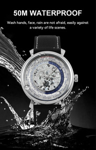 Relojes Mecánicos Automáticos de Lujo para Hombre, con Logotipo Personalizado OEM, Tourbillon, Correa de Cuero y Acero Inoxidable, Diseño Único de Buceo, Plateados - Product Image 3