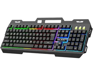 Usb Wired Floating Gaming Keyboard Water-Resistant Mechanical Feeling Rainbow Led Metal wired Backlit Keyboard