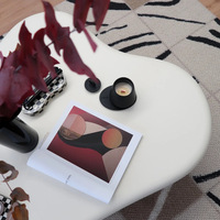 ModHomi Table basse créative nuage irrégulier couleur blanc crème Base en bois et métal pour salon