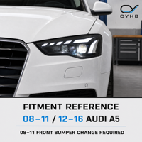 Ensemble de phares LED OLIVER pour Audi A5 2008-2016, modification style RS, feux de jour à balayage, 12V