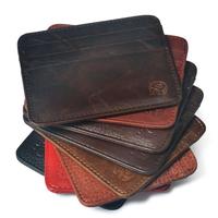 Dompet Kartu Kredit Kulit Asli Kulit Sapi Tipis Ramping Kecil Desainer Dompet Saku Depan Dompet Koin Kulit Sapi untuk Pria