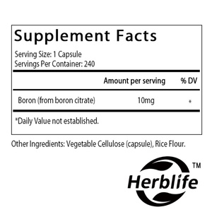 Capsules de bore 10 mg, vente chaude OEM/ODM, 240 capsules végétariennes, sans gluten et non OGM, soutien immunitaire - Product Image 2