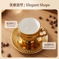 Support à tasses en céramique doré à double étage de style européen, organisateur créatif vintage pour tasses à café et à thé, et soucoupes