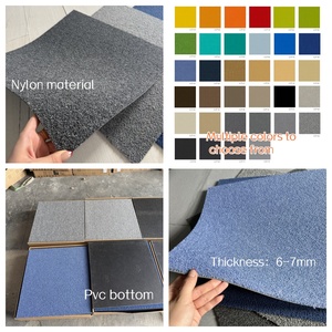 Taille personnalisée 50x50 Carrés PVC soutenu <span class=keywords><strong>Bureau</strong></span> <span class=keywords><strong>Tapis</strong></span> Carreaux Nylon Plain Plancher pour Commercial <span class=keywords><strong>Bureau</strong></span> Maison Utiliser Ignifuge Pile coupée - Product Image 3