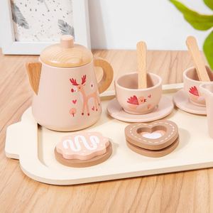 Ensemble de thé en bois pour petites filles, accessoires de cuisine pour jeu d'imitation de fête de princesse - Product Image 4
