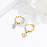 Nouveau S925 Fleur Doux Boucle D'oreille Tempérament Simple Diamant À Quatre Feuilles Fleur Oreille Bijoux