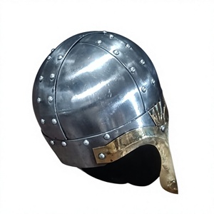 Casco Vikingo Medieval Hecho a Mano en Acero Suave con Adornos de Latón Remachados, Casco de Guerrero Nórdico para Reenactment, Disfraz de Halloween - Product Image 3