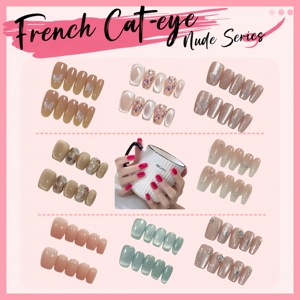 Faux ongles à presser en acrylique français de haute qualité, personnalisés, avec colle, en styles variés pour les trajets quotidiens et les soirées décontractées - Product Image 1