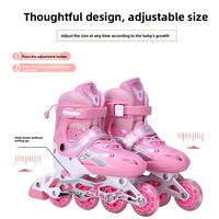 Patins à roulettes pour enfants transfrontaliers, coque en PVC, taille ajustable, unisexe, pour débutants, à double rangée, lumineux, pour l'extérieur