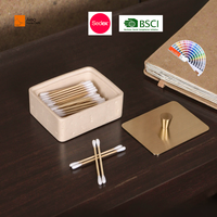 Boîte personnalisée en coton travertin en polyrésine de luxe avec couvercle en acier inoxydable Organisateur de rangement pour la maison et la salle de bain des équipements de l'hôtel