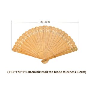 Abanico Artesanal Clásico Ailian de Madera Maciza de Sándalo Verde Argentino, Tallado a Mano, Estilo Antiguo, Inspirado en la Dinastía Han, para el Año Nuevo Chino - Product Image 6