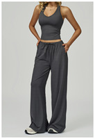 Costume de yoga de type T brossé licou à séchage rapide beauté dos fronde sport pantalon à fond cloche costume décontracté Fitness vêtements femmes