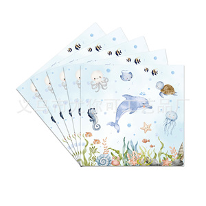 ชุดอุปกรณ์บนโต๊ะอาหารธีมสัตว์ทะเล จานกระดาษ แก้ว ถ้วย ผ้าปูโต๊ะ แบบใช้แล้วทิ้ง ลายการ์ตูน สำหรับงานปาร์ตี้เด็ก - Product Image 4