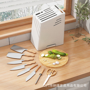 Bloc à couteaux Myz 7 pièces en acier carbone avec ciseaux, support de rangement durable pour comptoir de cuisine - Product Image 4