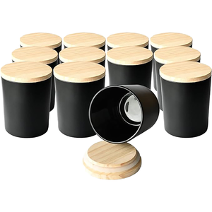 Commercio all'ingrosso OEM 8oz 10oz 14oz vetro nero opaco barattoli di candela con coperchio rifinito colorato candele recipienti 500ml di capacità per natale - Product Image 3