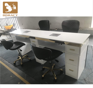 Table de bureau pour ongles blanche en marbre sur le dessus, professionnelle pour salon de <span class=keywords><strong>manucure</strong></span>, <span class=keywords><strong>manucure</strong></span>, table et chaise high-tech de luxe moderne, luxe léger - Product Image 3