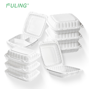 Kotak Makan Plastik FULING untuk dibawa pulang, sekali pakai, restoran, kemasan makanan siap saji, MFPP, model clamshell dengan engsel - Product Image 1