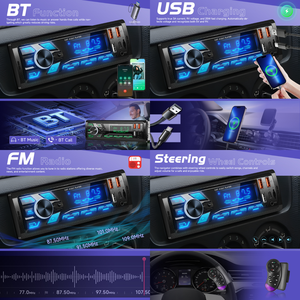 Lecteur MP3 pour voiture Podofo 1DIN, <span class=keywords><strong>autoradio</strong></span> BT FM SWC Aux-in, récepteur SD/TF <span class=keywords><strong>USB</strong></span>/Type-C, bouton MP3, éclairage, radio stéréo pour voiture - Product Image 2