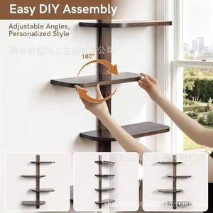 Multi-tiered wooden <b>wall</b>-<b>mounted</b> <b>shelf</b> for books and aromatherapy products, a solid wood decorative <b>shelf</b> for the living room. - Product Image 3