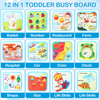 Juguete educativo para niños, libro de fieltro, Montessori juguete, tablero ocupado de fieltro sensorial para aprender habilidades motoras finas