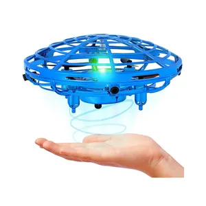 Mainan Terbang Dewasa Yang Dioperasikan dengan Tangan 360 Lampu Putar dan LED Yang Dikendalikan dengan Tangan dan Drone UFO Mini Mainan Helikopter Kendali Jarak Jauh untuk