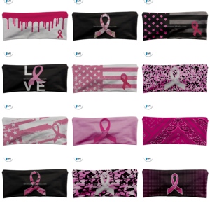 نقية مخصصة حار بيع عالية الجودة الأزياء الوردي الشريط الرياضة عقال أغطية الرأس سرطان الثدي الوعي عصابات رأس - Product Image 4