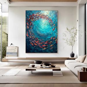 Peinture abstraite décorative de grande taille, peinture de paysage marin, peinture artistique sur toile, décoration murale, peinture originale pour la maison et la galerie - Product Image 4