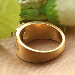Fashionable Titanium Steel Diamond <b>Ring</b> Round Brilliant Cut Women's Wedding Jewelry Gold Color 211007 - Product Image 2