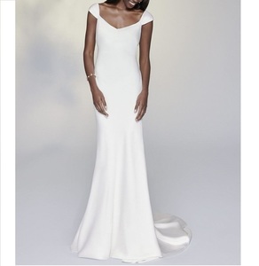 Abiti da Cerimonia con Spalle Scoperte, Vestiti da Sera per Matrimoni in Raso, <span class=keywords><strong>Abito</strong></span> Aderente con Collo a Polsino, <span class=keywords><strong>Midi</strong></span> a Tubino - Product Image 1