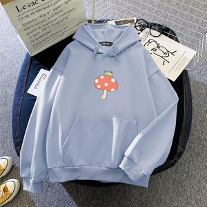 เสื้อฮู้ดดี้ลายกบเห็ดน่ารักสำหรับผู้หญิง แบรนด์ FOXA ผ้าฝ้าย สไตล์คาวาอี้ คอตเทจคอร์ สำหรับวัยรุ่นหญิง - Product Image 3