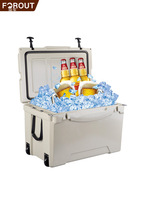 Glacière isotherme rotomoulée rectangulaire à roulettes de 155 L pour la pêche en mer, réfrigérateur commercial pour la pêche