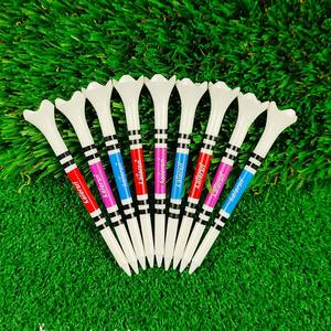 Tees de golf en plastique Passen 83 mm, 50 pièces/paquet, avec logo personnalisé, faible résistance, design à rayures graduées, rouge/bleu/violet, emballage en sachet OPP - Product Image 3