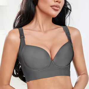 Soutien-gorge de <span class=keywords><strong>sport</strong></span> sans fil de grande taille pour femmes décoration florale sans couture sous-vêtement rembourré solide soutien-gorge push-up gratuit <span class=keywords><strong>Femme</strong></span> - Product Image 4