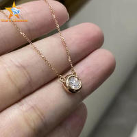 Collier Pendentif Minimaliste Personnalisé en Or Jaune/Blanc/Rose 18 carats avec Breloque Bulle, Diamant de Laboratoire Taille Brillant Certifié IGI pour Femme