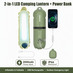 Linterna de Camping <span class=keywords><strong>Inflable</strong></span> y Plegable, IP66 Impermeable, Luz <span class=keywords><strong>LED</strong></span> para Tienda de Campaña, Recargable por USB, Banco de Energía de 2000mAh, Gancho Magnético, Portátil - Product Image 6