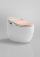 Toilette intelligente haut de gamme colorée à poser au sol avec télécommande, siège chauffant et évacuation en S