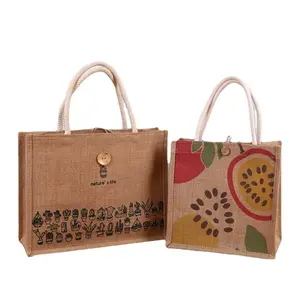 Pack Burlap Jute Tote Bags Bulk X-Large Beach Tote Bags With Inner Zipper Pocket Handles