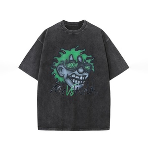 T-Shirt Rétro Vintage en Coton Lavé à l'Acide pour Homme de Haute Qualité 100% Coton Style Hip Hop Séchage Rapide à Manches Courtes Imprimé Surdimensionné - Product Image 6