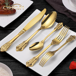 Vente en gros de couverts de restaurant, ensemble de couverts cuillère fourchette couteau, acier inoxydable, or royal, Couvert Dore - Product Image 2