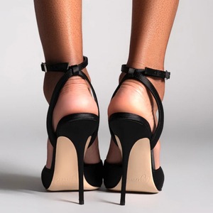 Escarpins pour femmes en satin uni, à bout pointu, avec boucle, talon aiguille, résistants à l'usure, grandes tailles, printemps, <span class=keywords><strong>noir</strong></span> - Product Image 6