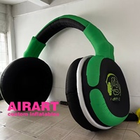 Décoration de porte pour festival de musique rétro, ensemble de ballons en forme d'écouteurs gonflables, ballon en forme d'écouteurs avec éclairage LED.