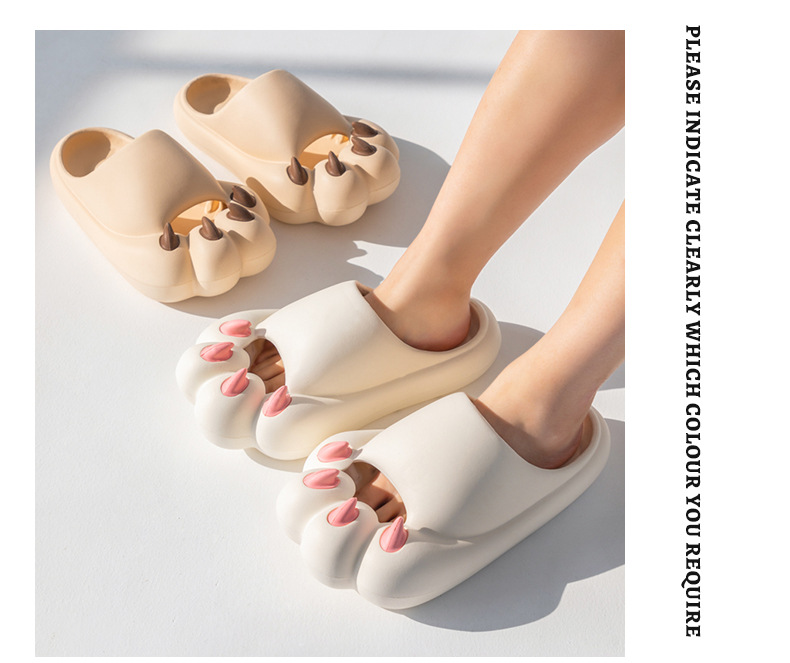 2023 Summer New Couple Cute Bear PAWS Slippers Female Outdoor Household Sandals