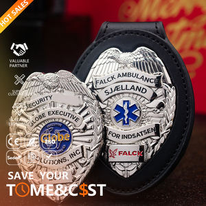 Venta al por mayor fabricante personalizado metal guardaespaldas identificación insignia Pin logotipo uniforme tapa guardia seguridad insignia titular - Product Image 2