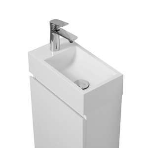 Meuble-lavabo compact moderne blanc autoportant à porte simple avec vasque <span class=keywords><strong>en</strong></span> céramique intégrée pour salle de bain de petite taille - Product Image 3