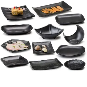 Ресторан меламиновые черные тарелки пластиковая Закусочная тарелка 6 8 10 дюймов набор обеденных тарелок