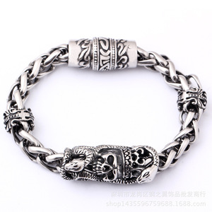 Pulsera yunnique con diseño de calavera y corona de serpiente, joyería tibetana de plata para hombre, diseño de cadena de eslabones, regalo - Product Image 2