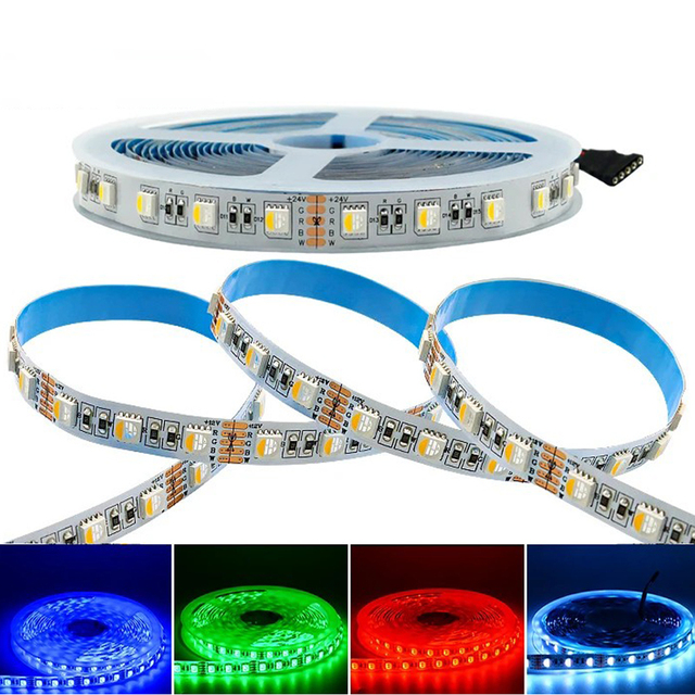 High Brightness 12V/24V 12mm RGBW SMD 5050 Led Strip Light Flicker-free Self-adhesive SMD5050 Led Strip for TV Backlight