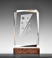 Trophée en cristal personnalisé ADL, prix en verre avec base en bois, 10e anniversaire, logo personnalisé, thème amour, modèle parfait pour un cadeau