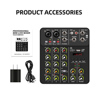 Vente en gros Diffusion en direct 4 canaux Effet Sound Power Mixer Amplifier USB Interface Controller Home Music Karaoke Audio Mixer